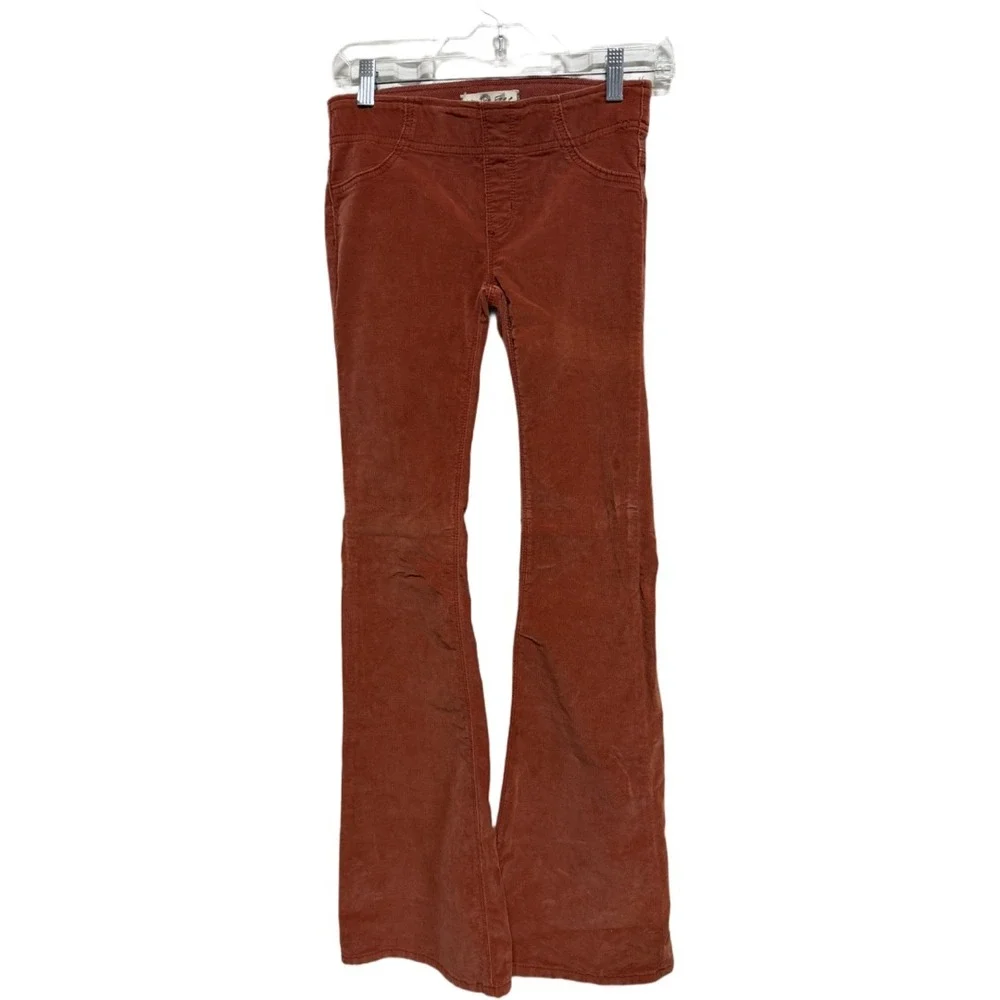 We The Free Free People Corduroy Bell Bottom Pants Size 24 Rust Brown Pull On